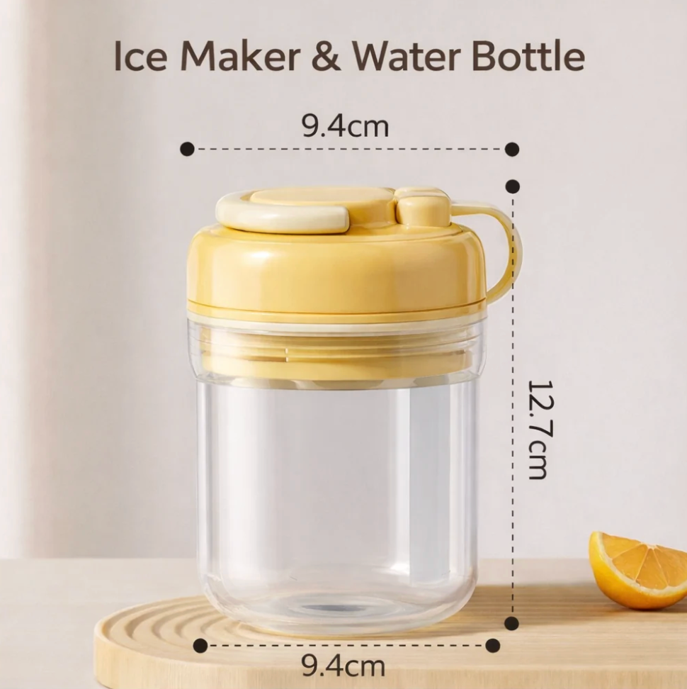 2-in-1 Ice Cube Maker Water Bottle with Straw