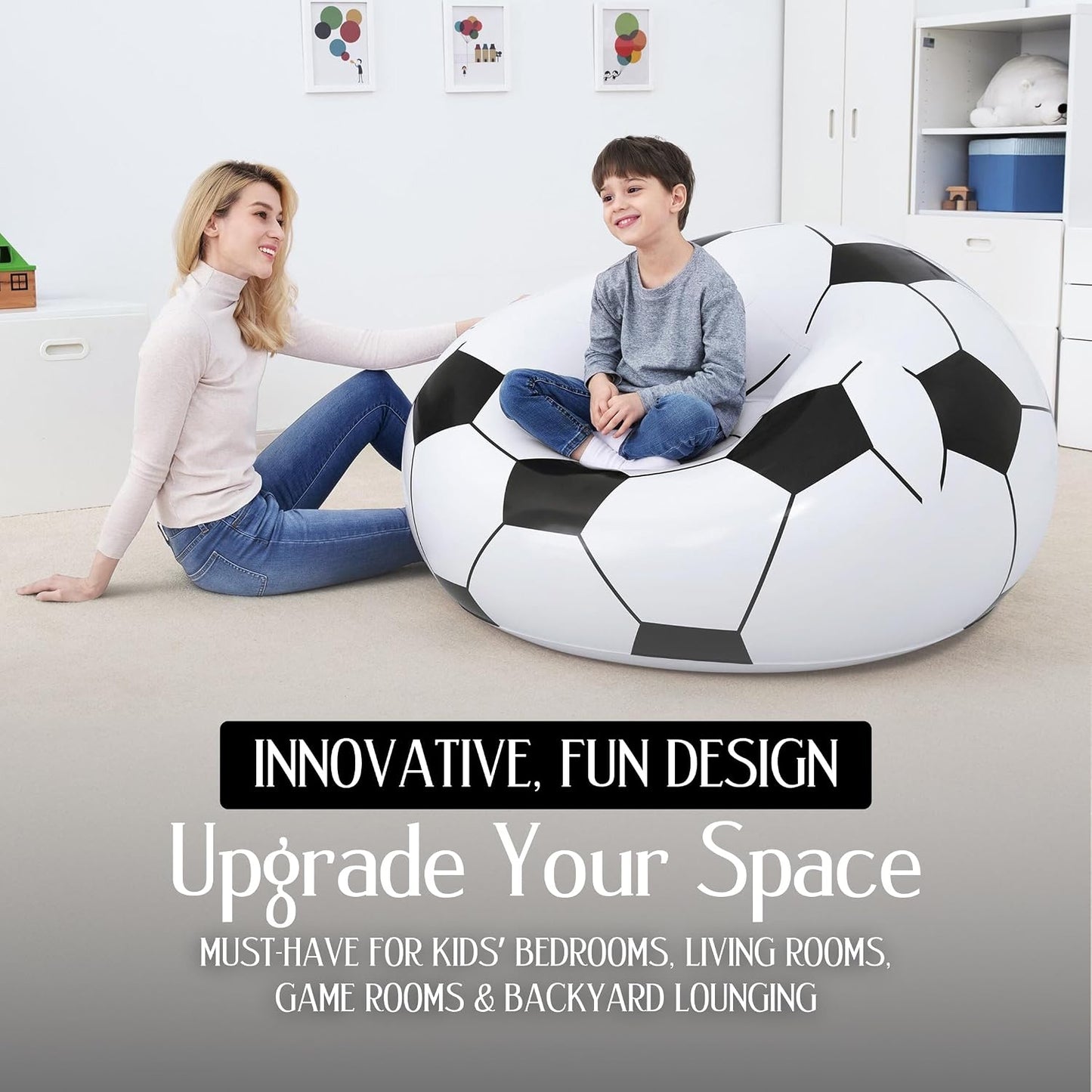 Inflatable Soccer Ball Lounge Chair  Fun  Comfortable For Kids