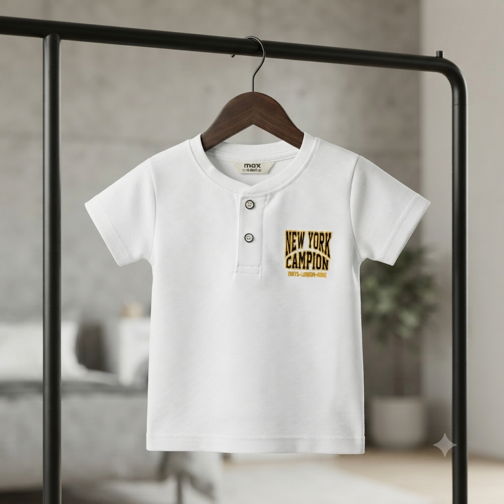 Max baby round collar tshirt white
