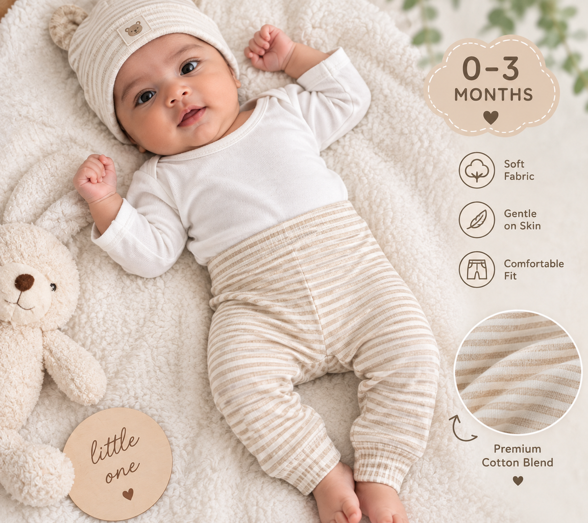 Baby Striped Ribbed Cuff Pant