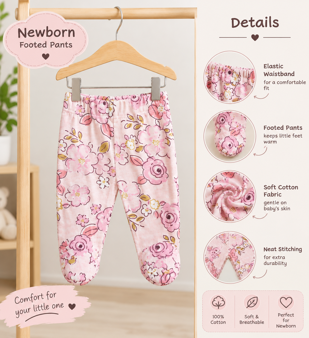 Pink footed pant Newborn