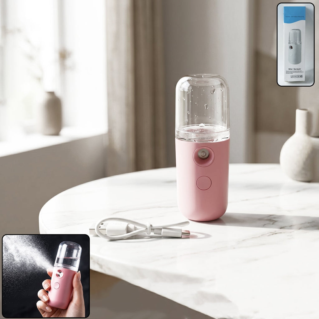 Mini Nano Mist Sprayer Usb Rechargeable Portable Face Steamer Humidifier (1 Pc)